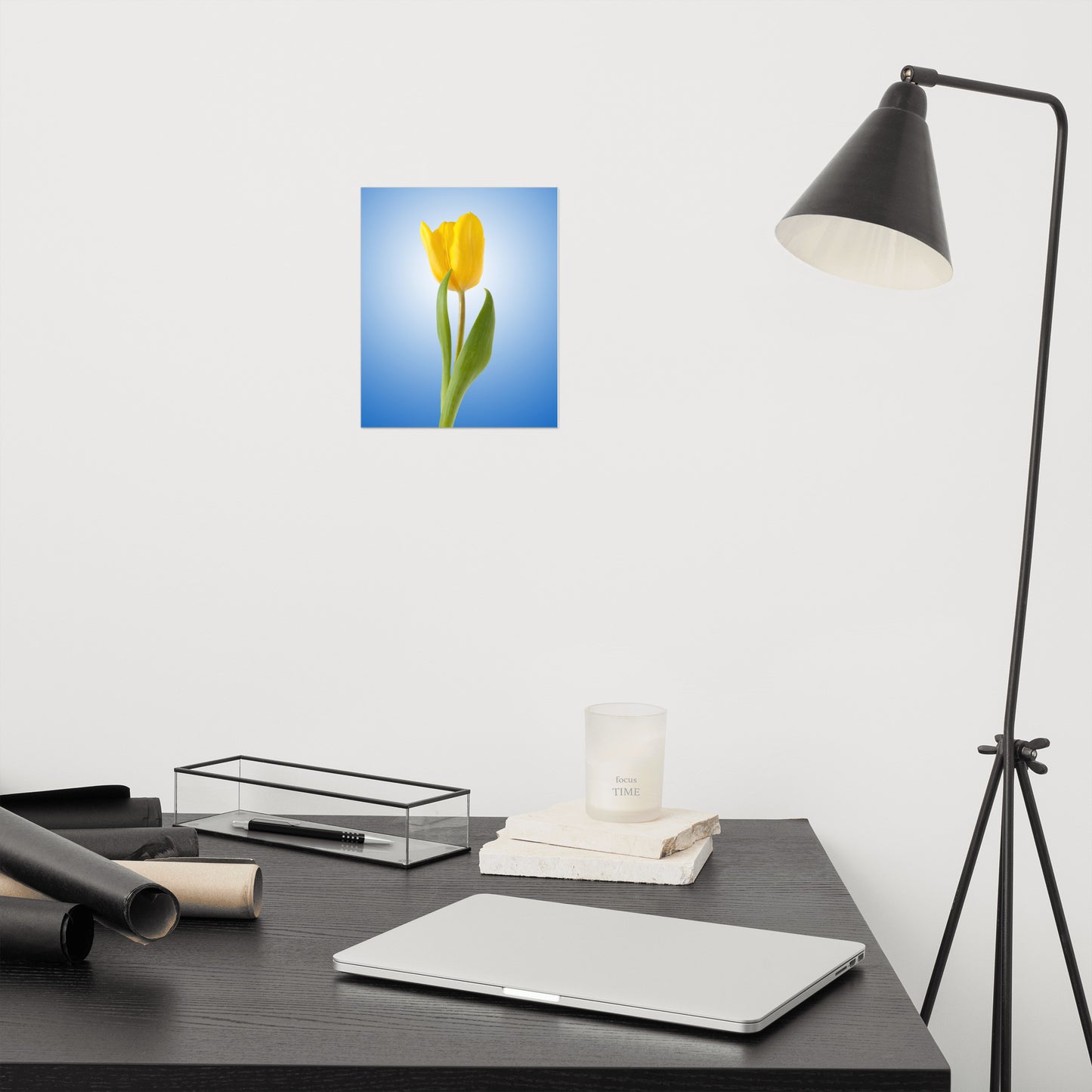 Yellow Tulip Minimal Floral Nature Photo - For Ukraine Refugees Loose Wall Art Print