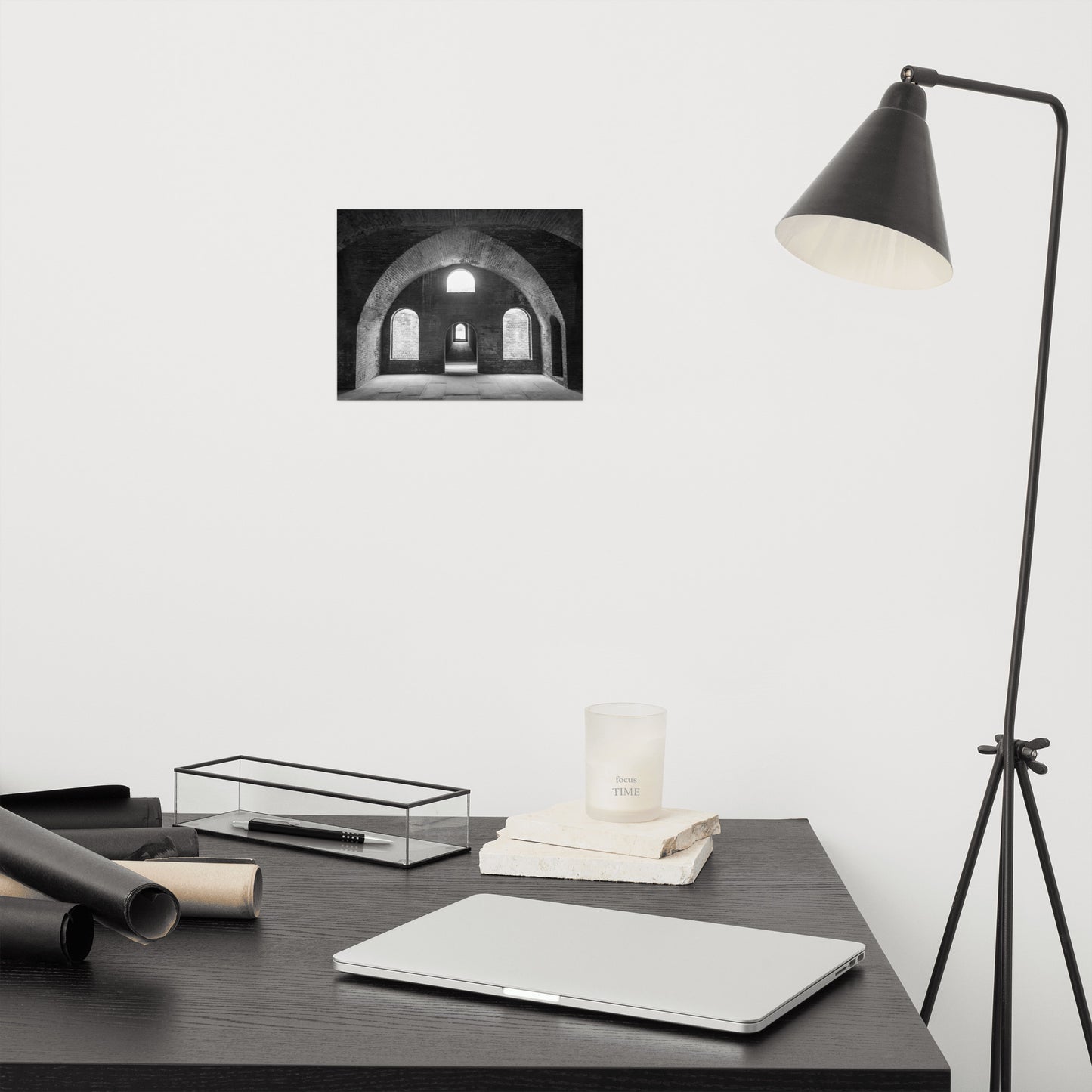 Fort Clinch Bunker Room Black and White 2 Architectural Photo Loose Wall Art Print
