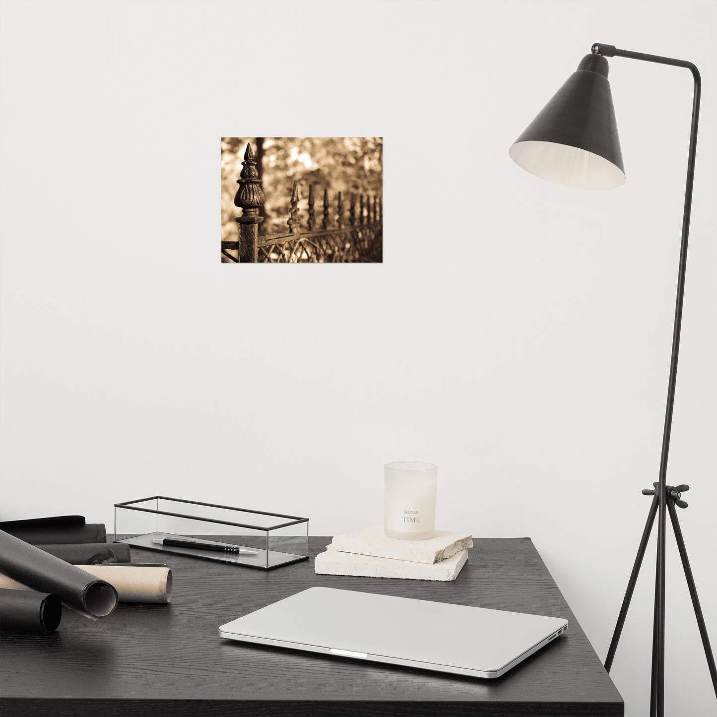 Sepia Antique Fence Abstract Rustic Farmhouse Style Photo Loose / Unframed Wall Art Print