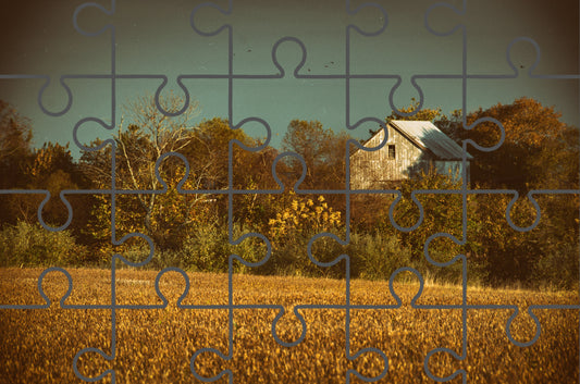 Abandoned Barn Colorized Rustic Landscape Photo Digital Puzzle