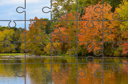 Autumn Tree Line Landscape Photograph Digital Jigsaw Puzzle