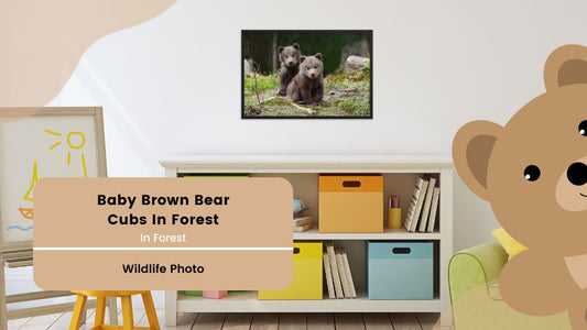 Nursery Art Animals: Adorable Cubs In The Trees / Animal / Wildlife / Nature Photograph Artwork - Framed - Decor