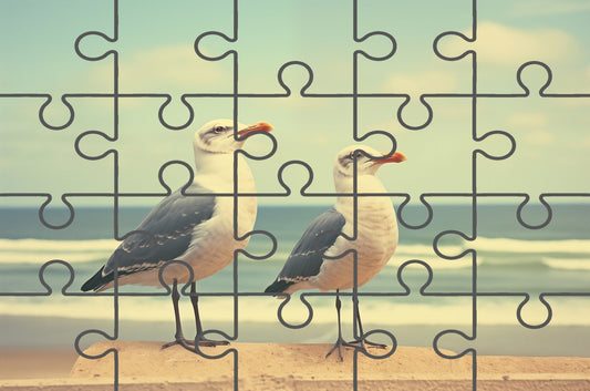 Coastal Companions Seagulls Vintage Retro Subdued Seagulls Photorealistic Digital Artwork Free Online Jigsaw Puzzle