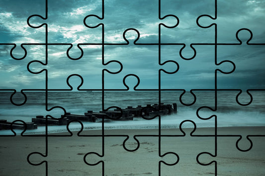 Digital Puzzle Blue Morning at Rehoboth Coastal Landscape Photograph Wall Art Print