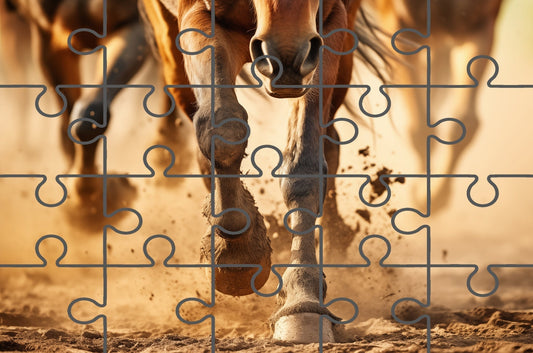 Equine Exodus Photorealistic Digital Southwestern Artwork Free Online Puzzle