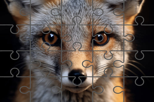 Foxfire Gaze Gray Fox Photorealistic Digital Artwork Free Online Jigsaw Puzzle