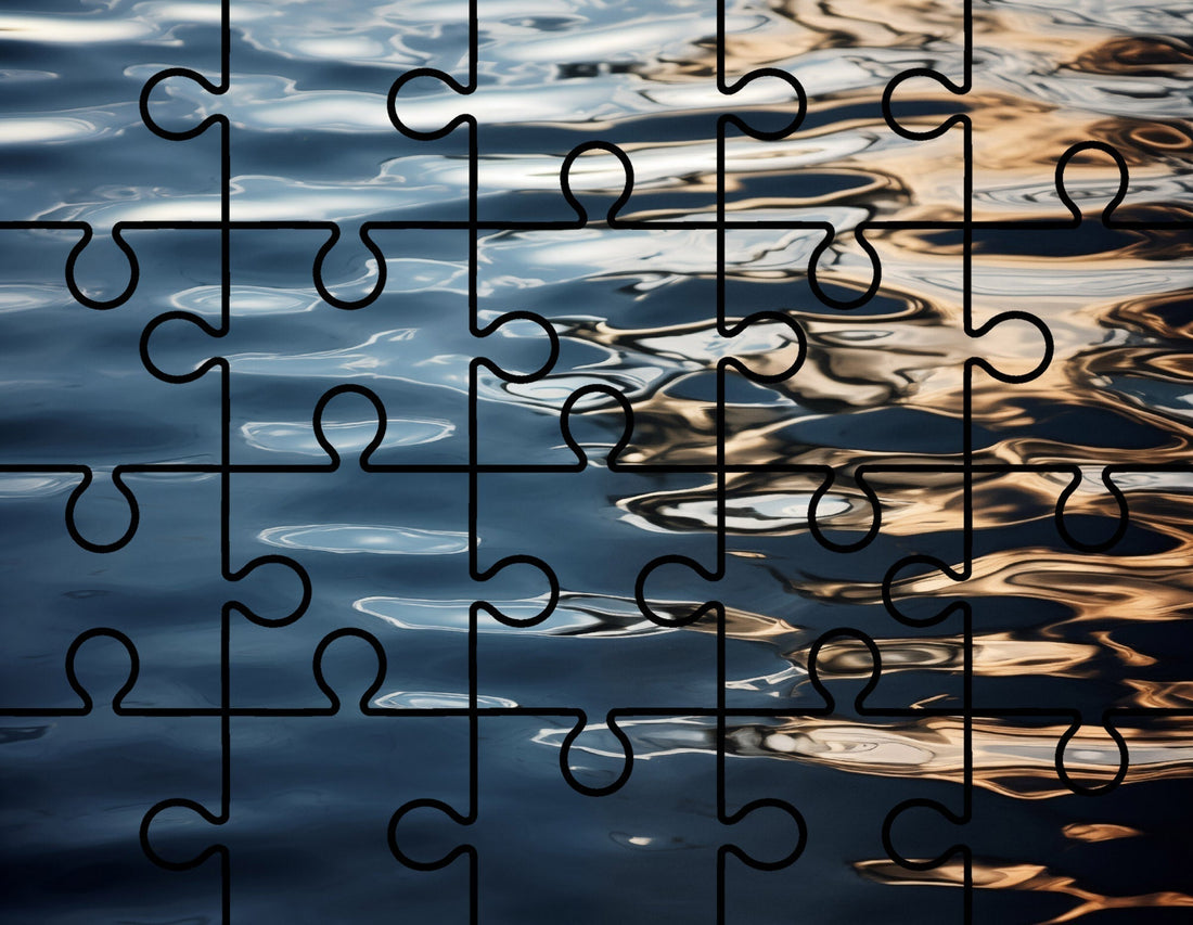 Golden Hour on the Water Photorealistic Digital Painting Minimal Water Illustration Digital Puzzle