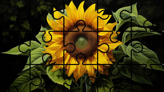Online Puzzle: A Moment of Gold Digital Floral Artwork