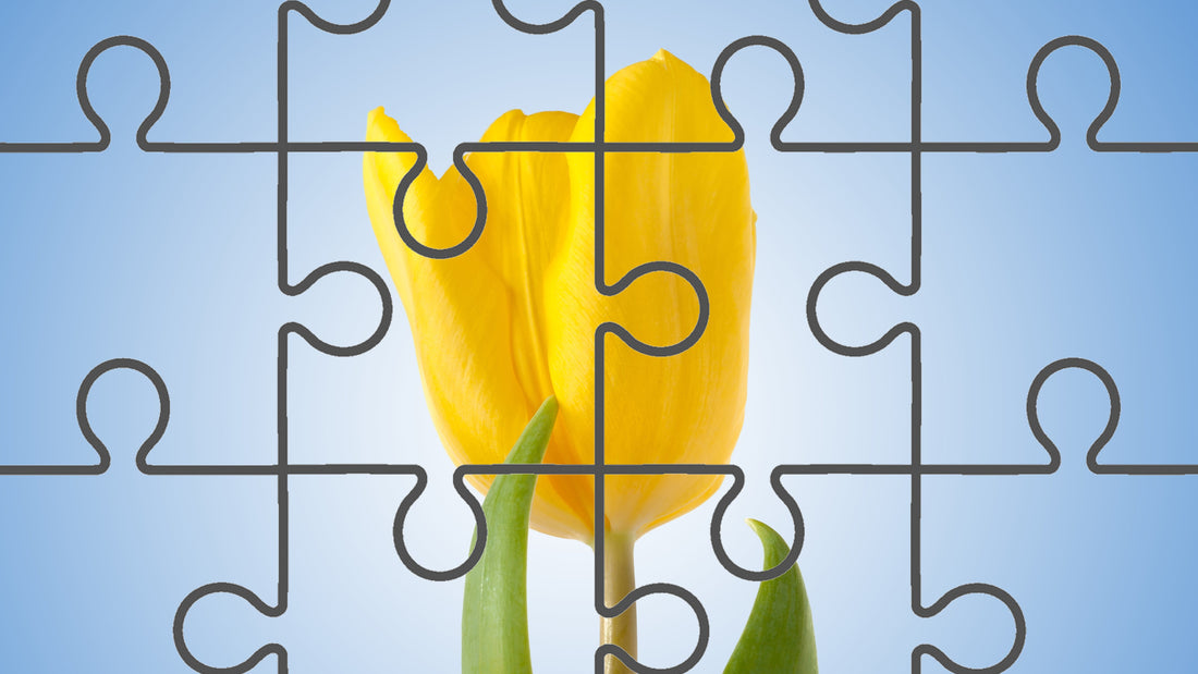 Art Tulips: Yellow Tulip on Blue Digital Puzzle Play For Free