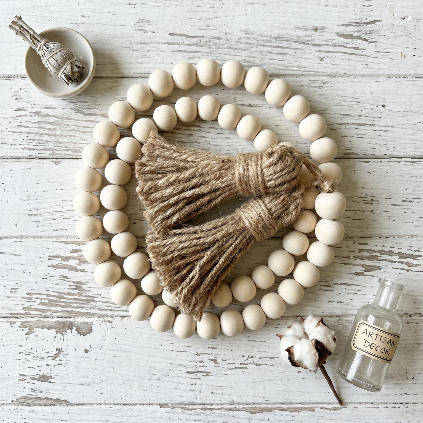 20 MM Wood Bead Garland Natural (5)