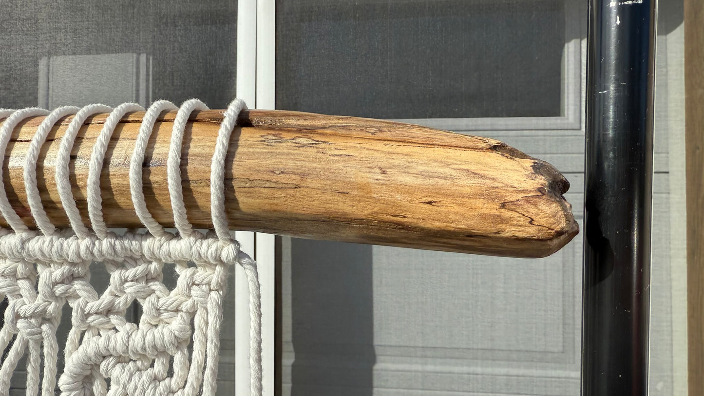 50 Weathered Driftwood Branch Satin Finish with Leaf and Vine Macrame Tapestry Wall Hanging (2)