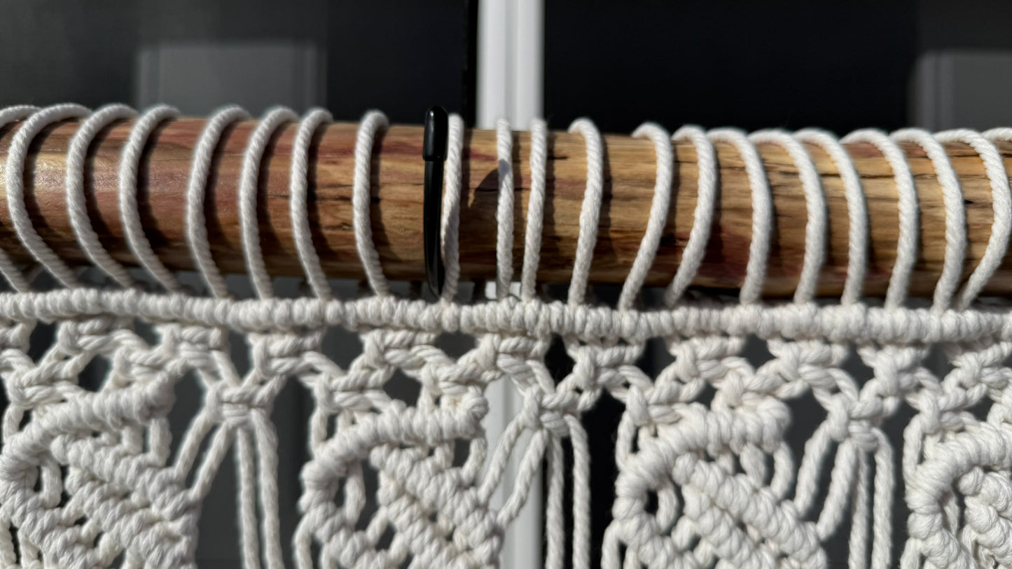 50 Weathered Driftwood Branch Satin Finish with Leaf and Vine Macrame Tapestry Wall Hanging (3)