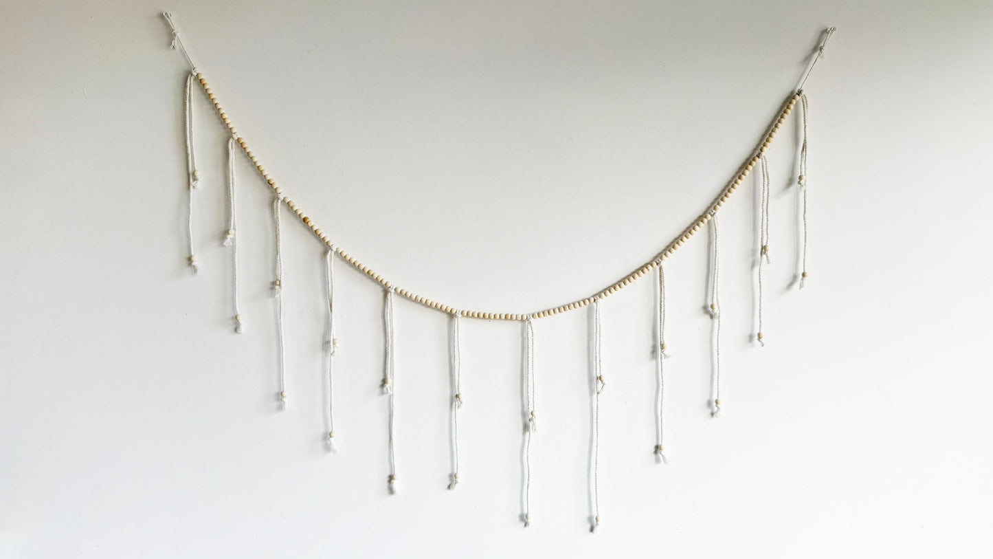 60 Boho Hanging Herb Drying Garland with Wooden Beads & Clips