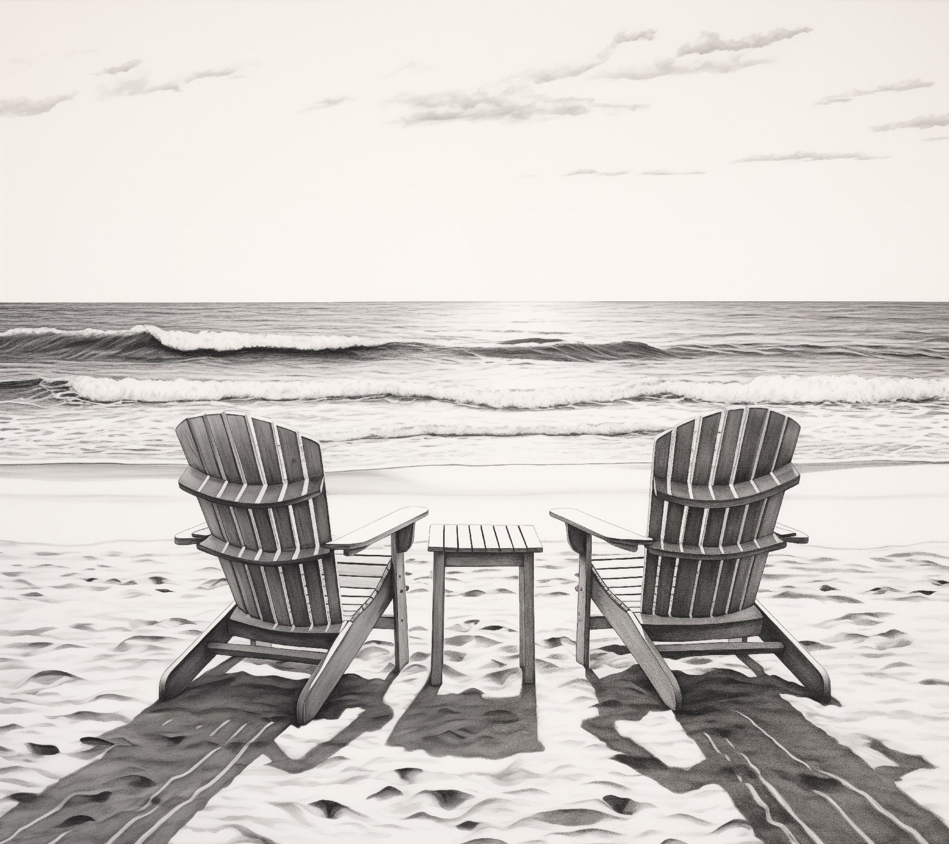 beach themed wall pictures: "A Moment of Peace" Charcoal Drawing Digital Artwork Unframed Print