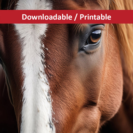 A Gentle Giant's Eye Photorealistic Horse Art DIY Downloadable and Printable Wall Art Prints