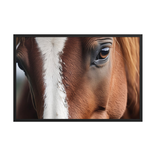 A Gentle Giant's Eye Photorealistic Horse Artwork Framed Wall Art Print 