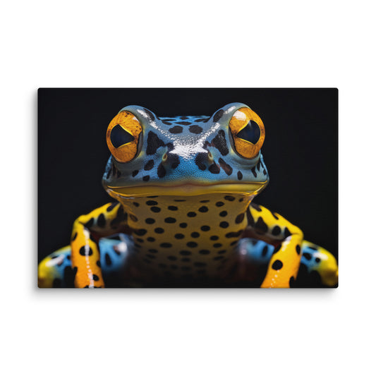 A Glimpse of the Exotic Poison Dart Frog Close-up Photorealistic Digital Artwork Canvas Wall Art Print