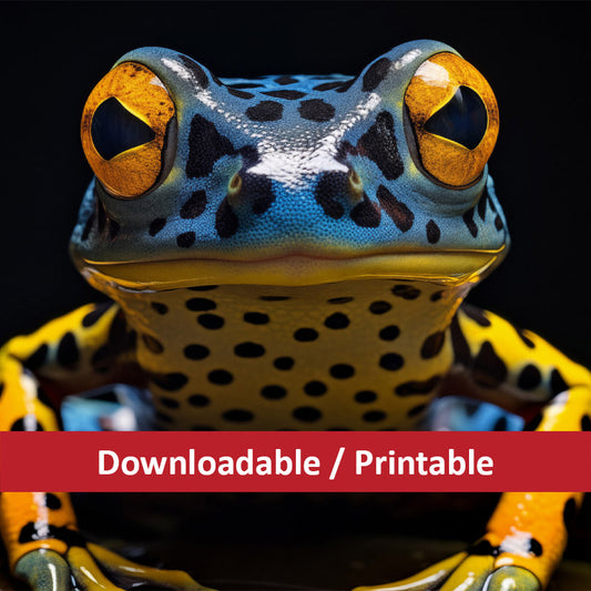 A Glimpse of the Exotic Poison Dart Frog Close-up Photorealistic Digital Artwork DIY Downloadable and Printable Wall Art Prints