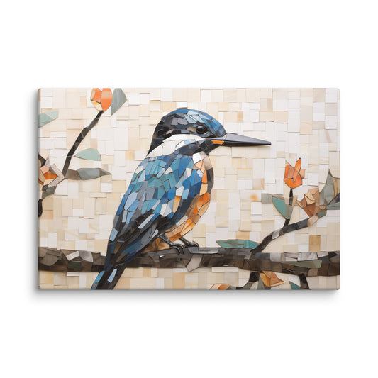 A Kingfisher Mosaic Canvas Wall Art Print