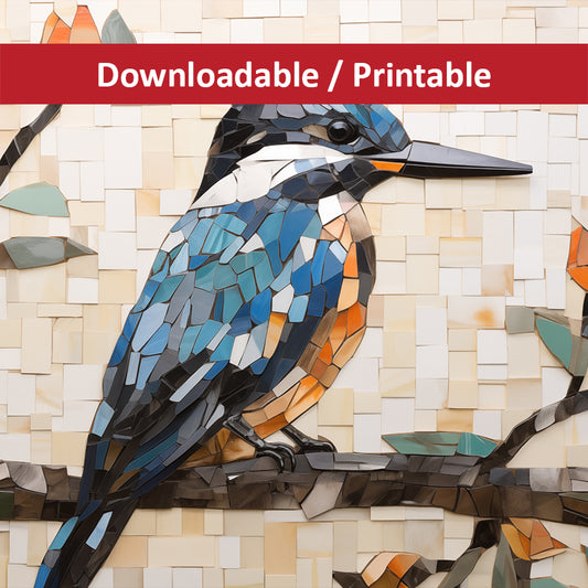 A Kingfisher Mosaic Digital Artwork DIY Downloadable and Printable Wall Art Prints