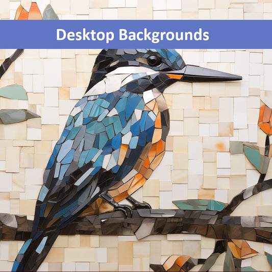 A Kingfisher Mosaic Digital Artwork Wallpaper for Computer