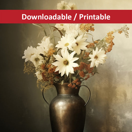 A Moment of Bloom Floral Bouquet Retro Subdued Photorealism DIY Downloadable and Printable Wall Art Prints