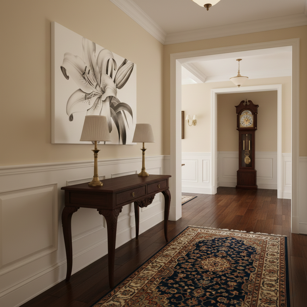 A Moment of Bloom Lily Pencil Sketch Charcoal Drawing Digital Artwork Canvas Wall Art Print in Traditional Style Hallway