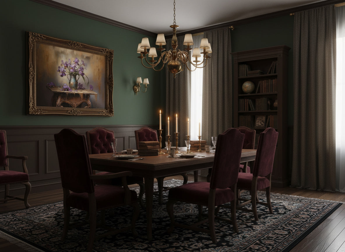 A Moment of Grace DIY Downloadable and Printable Wall Art Print in Dark Academia Style Dining Room