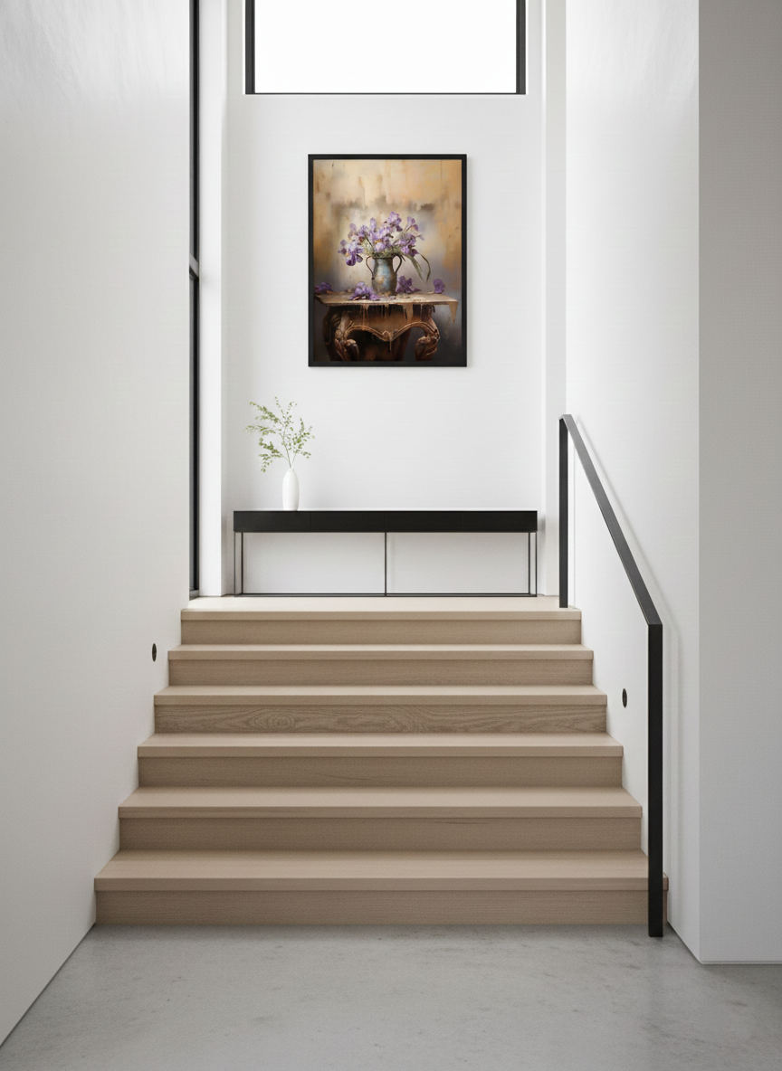 A Moment of Grace Digital Artwork Pastel Painting Custom Framed Art Print in Modern Style Stairway