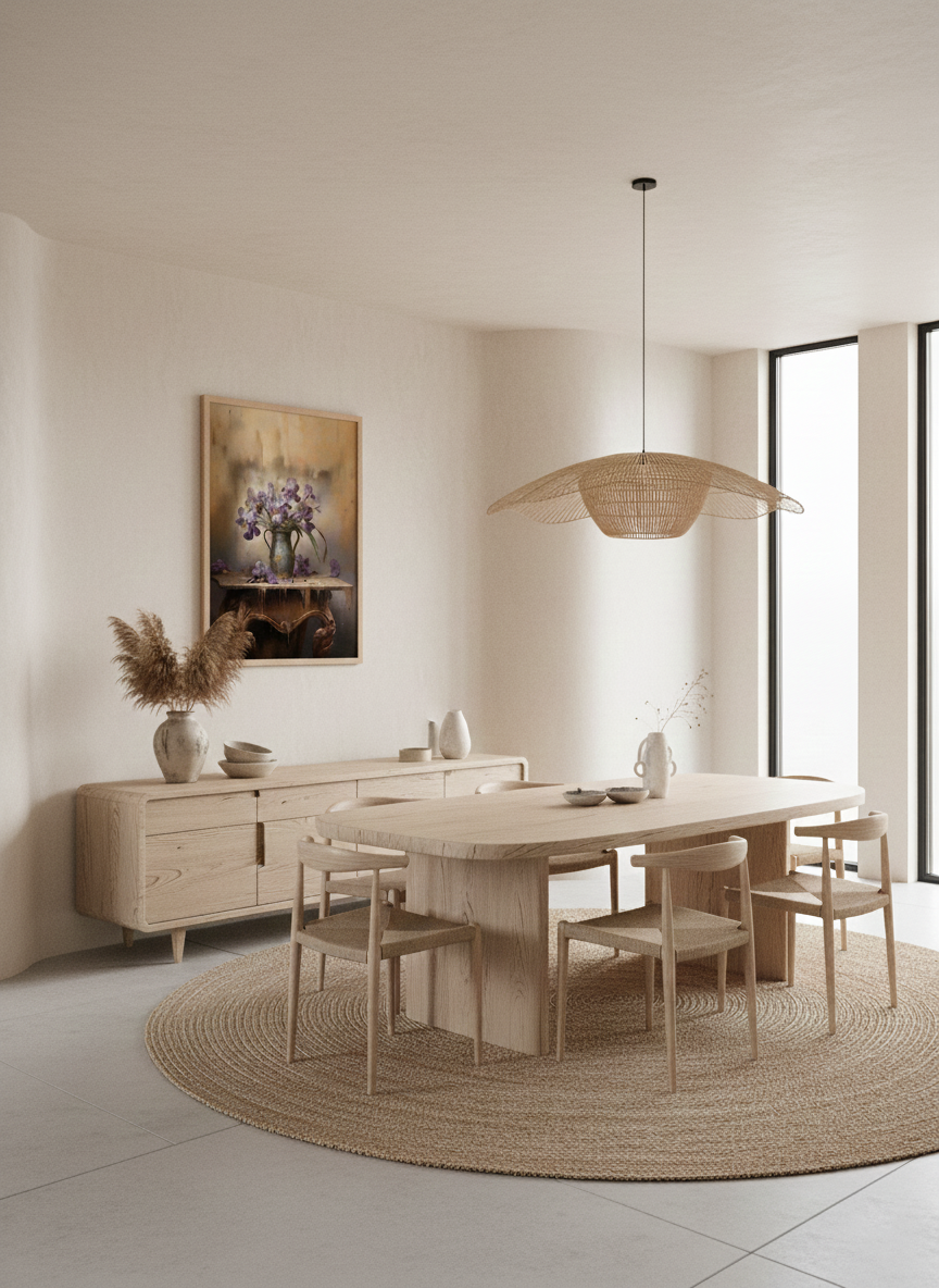 A Moment of Grace Digital Artwork Pastel Painting Custom Framed Art Print in Organic Modern Style Dining Room