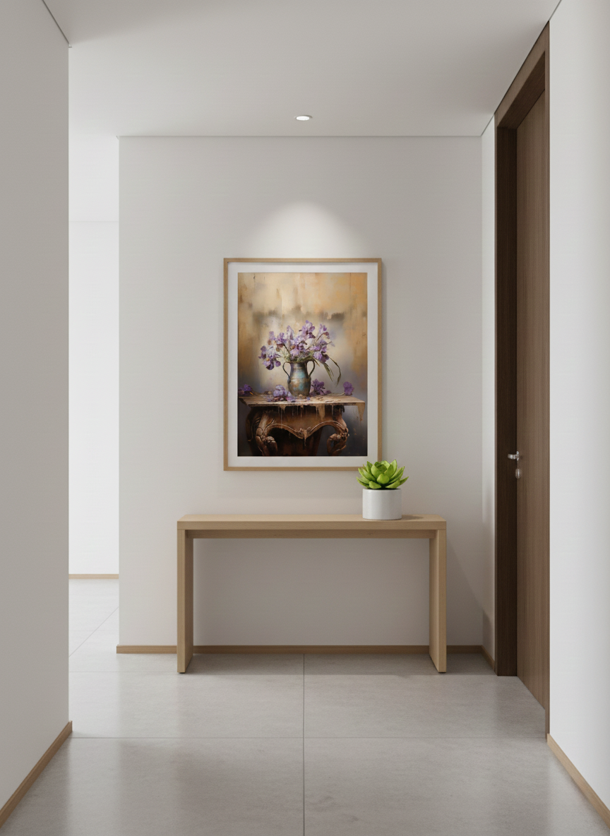 A Moment of Grace Digital Artwork Pastel Painting Custom Framed Wall Art Print in Minimalist Style Hallway