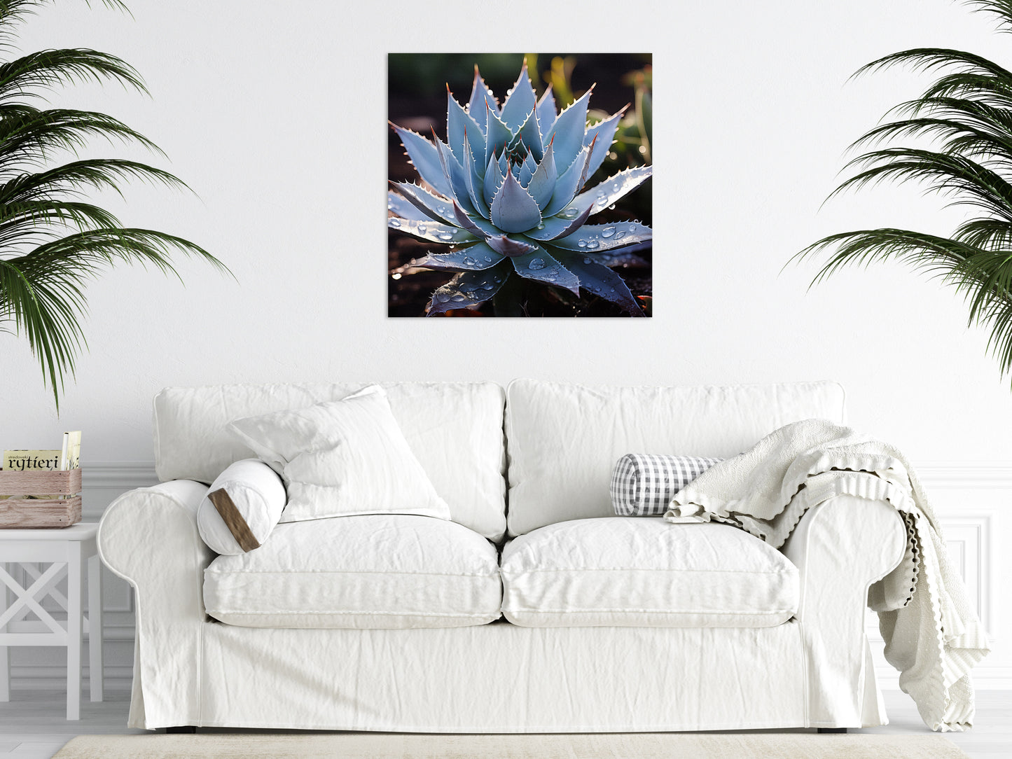 A Moment of Peace Botanical Rustic Photorealistic Botanical Digital Art Download in Living Room Setting
