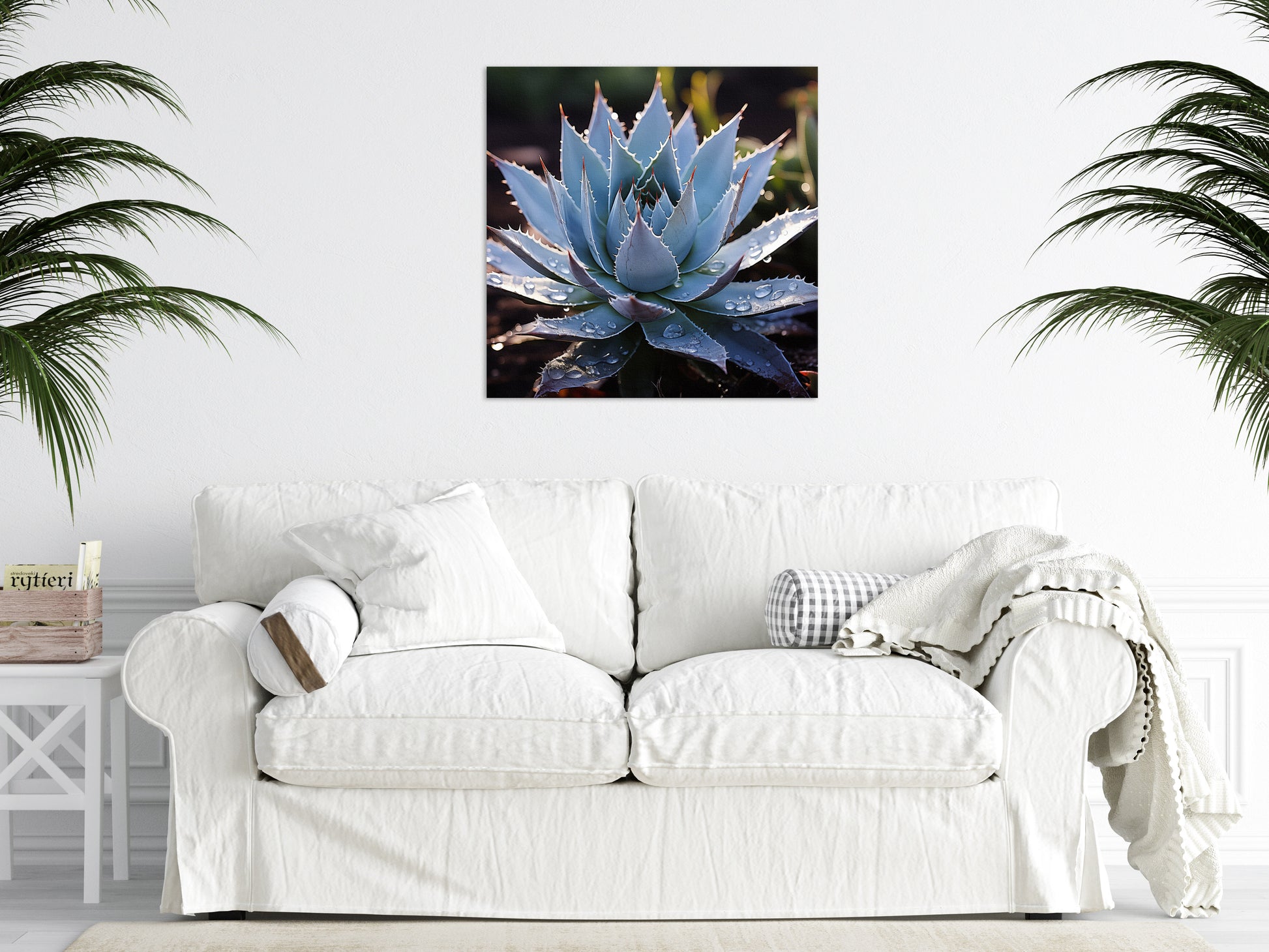 A Moment of Peace Botanical Rustic Photorealistic Botanical Digital Art Download in Living Room Setting