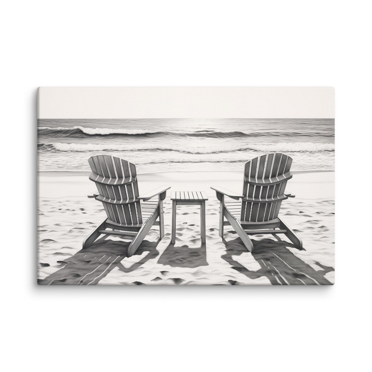 A Moment of Peace Coastal Digital Artwork Charcoal Drawing Canvas Wall Art Print