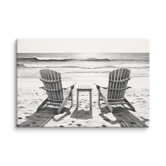 A Moment of Peace Coastal Digital Artwork Charcoal Drawing Canvas Wall Art Print