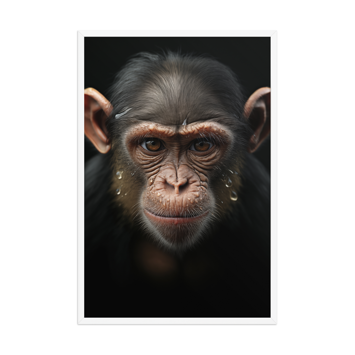 A Monkey's Portrait - Chimpanzee Close-up Photorealistic Digital Artwork Framed Art Wall Print (1)