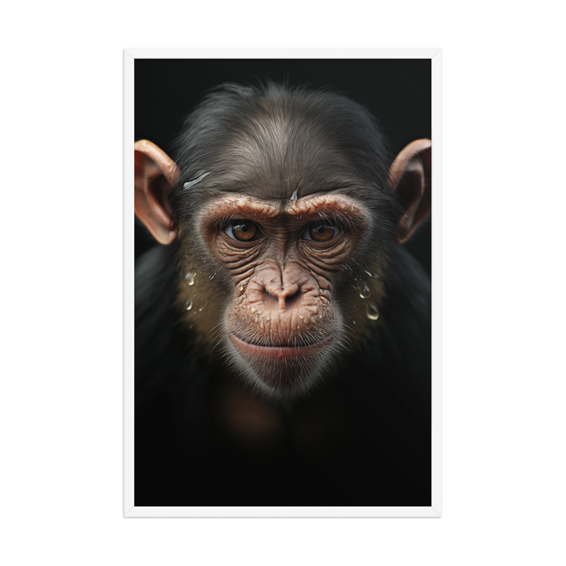 A Monkey's Portrait - Chimpanzee Close-up Photorealistic Digital Artwork Framed Art Wall Print (1)