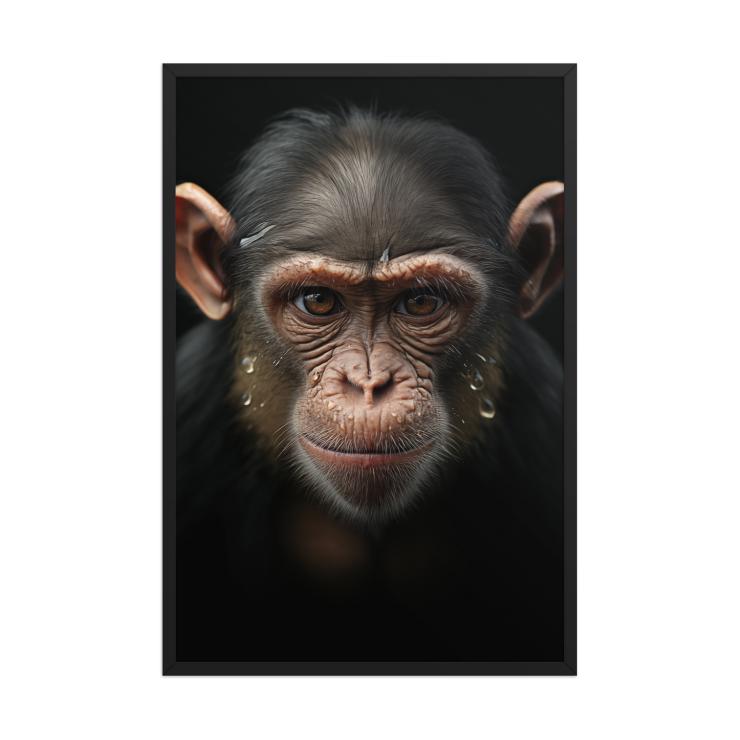 A Monkey's Portrait - Chimpanzee Close-up Photorealistic Digital Artwork Framed Art Wall Print (2)