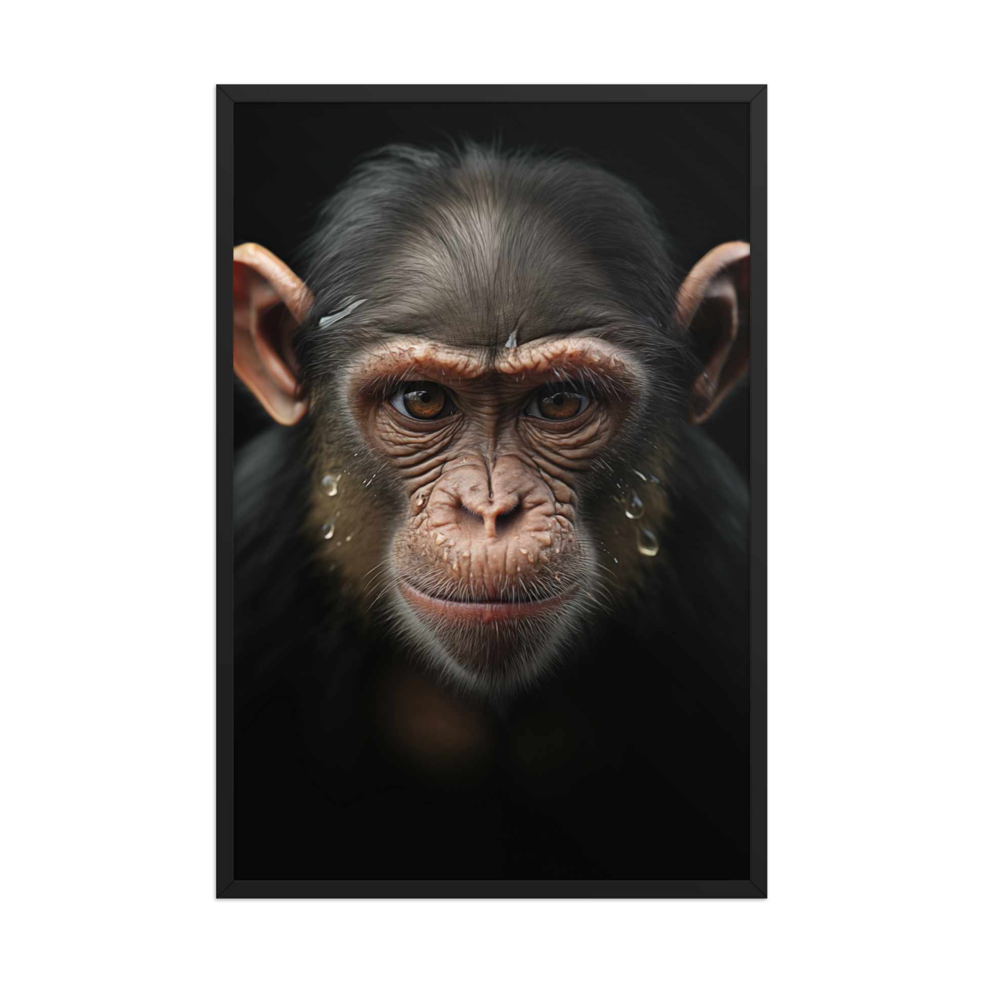 A Monkey's Portrait - Chimpanzee Close-up Photorealistic Digital Artwork Framed Art Wall Print (2)