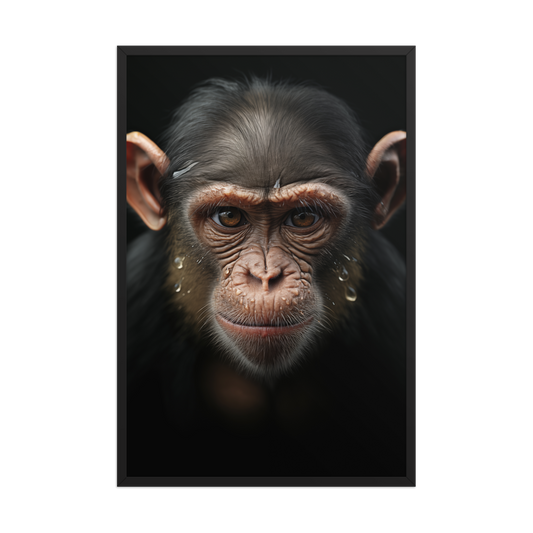 A Monkey's Portrait - Chimpanzee Close-up Photorealistic Digital Artwork Framed Art Wall Print (2)
