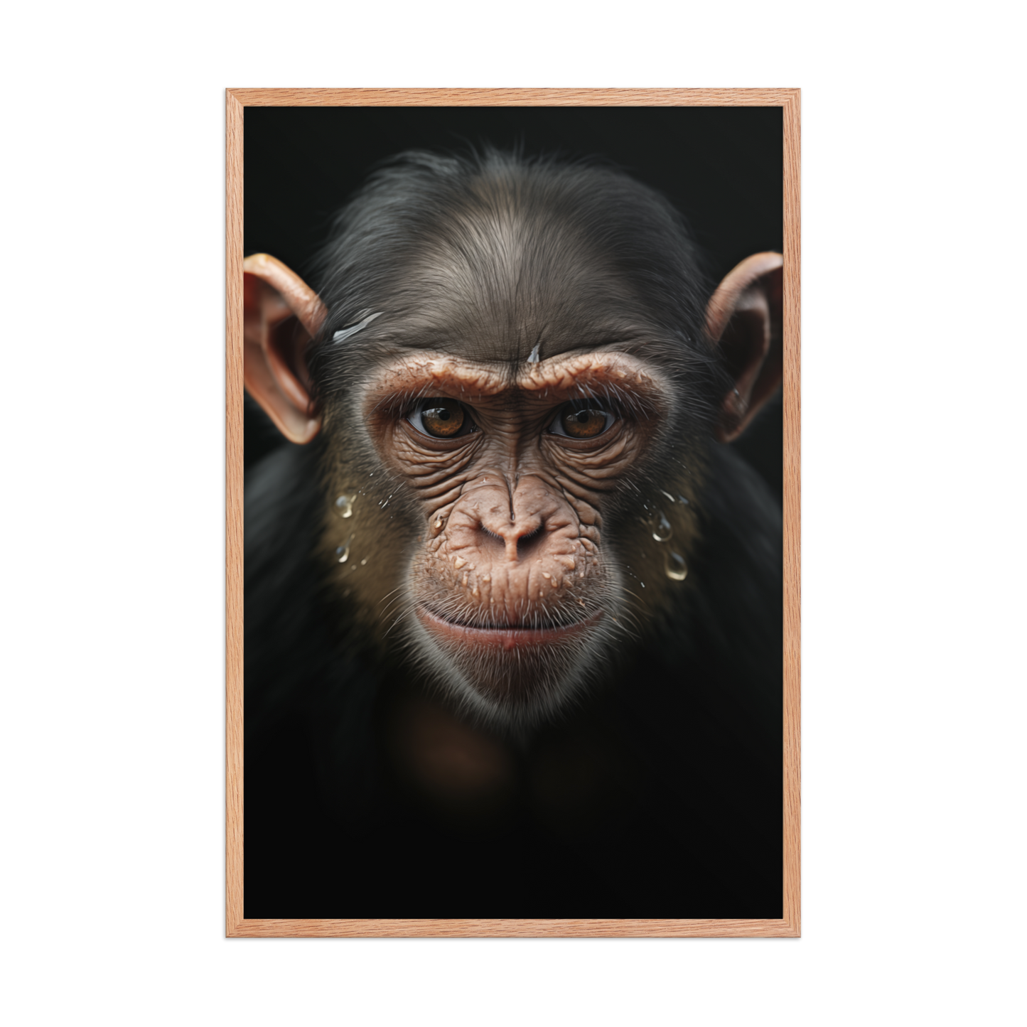 A Monkey's Portrait - Chimpanzee Close-up Photorealistic Digital Artwork Framed Art Wall Print (3)