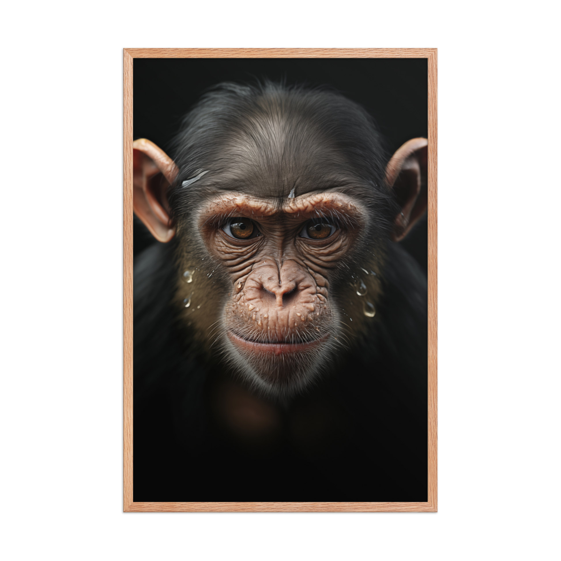 A Monkey's Portrait - Chimpanzee Close-up Photorealistic Digital Artwork Framed Art Wall Print (3)