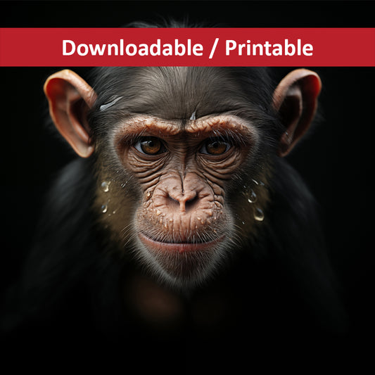 A Monkey's Portrait - Monkey Close-up Photorealism DIY Downloadable and Printable Wall Art Prints