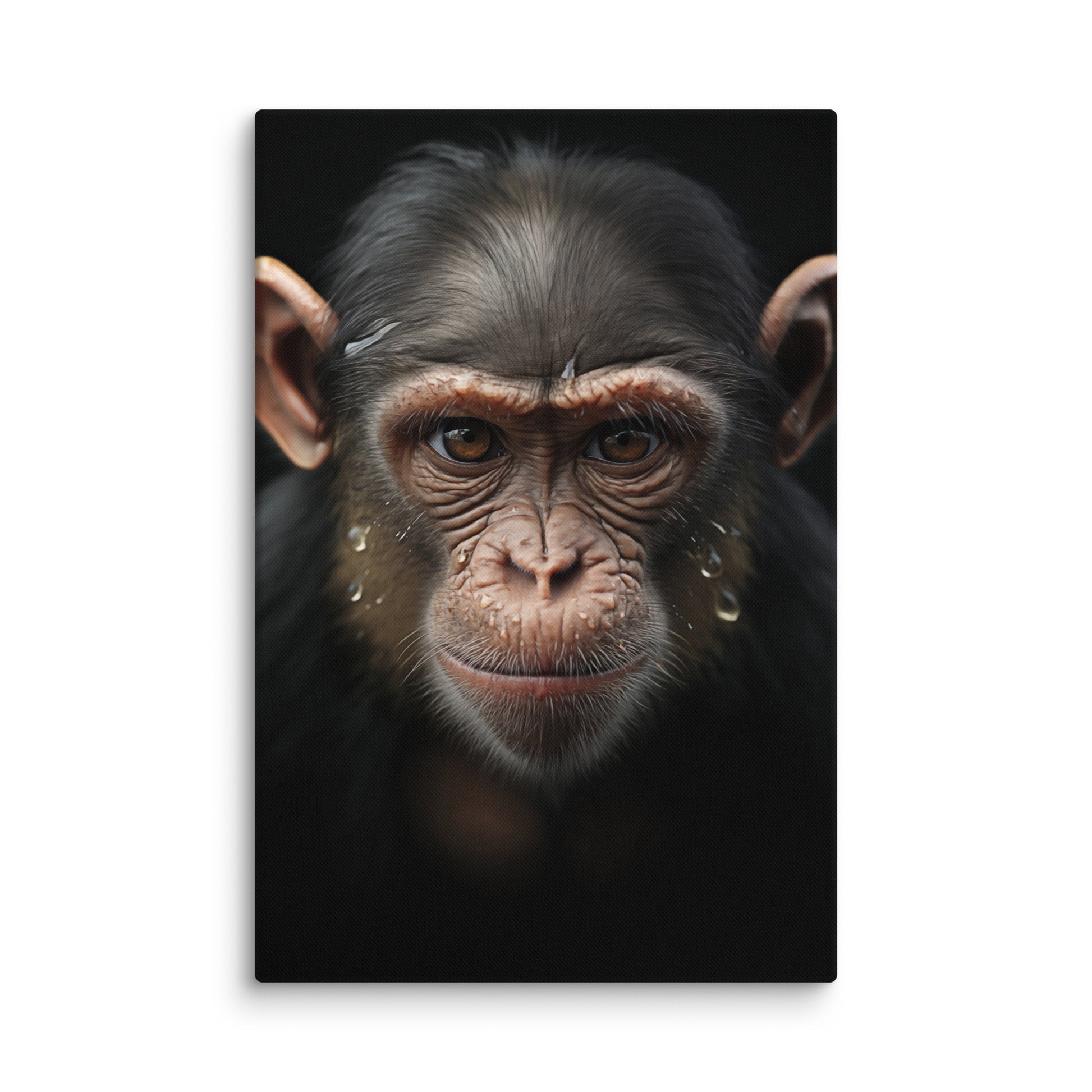 A Monkey's Portrait Chimpanzee Close-up Photorealistic Digital Artwork Canvas Wall Art Print