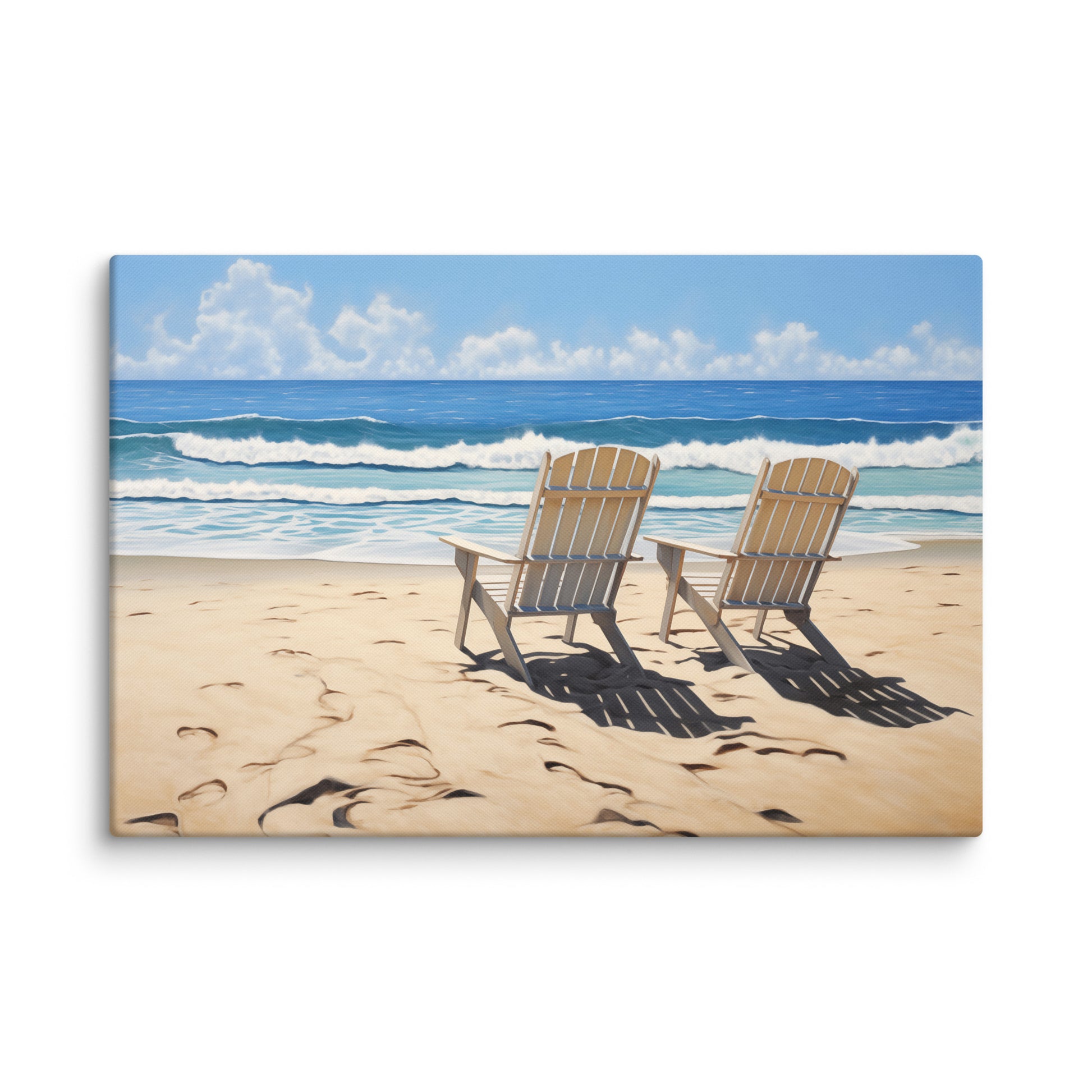 A Pair in Paradise Coastal Digital Artwork Watercolor Painting Canvas Wall Art Print