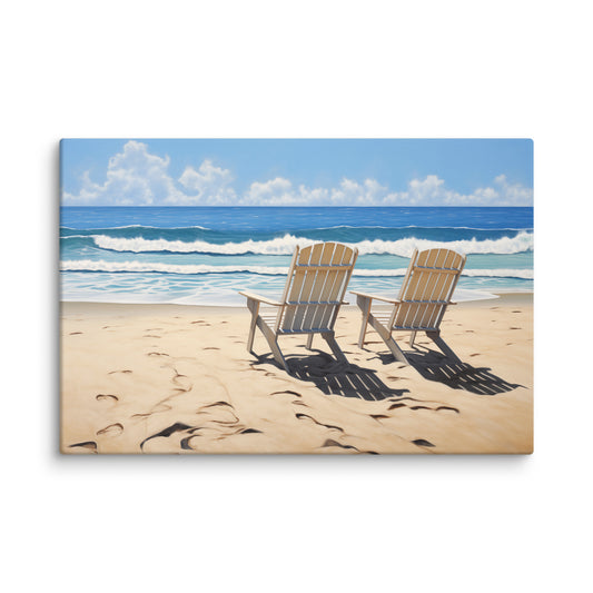 A Pair in Paradise Coastal Digital Artwork Watercolor Painting Canvas Wall Art Print