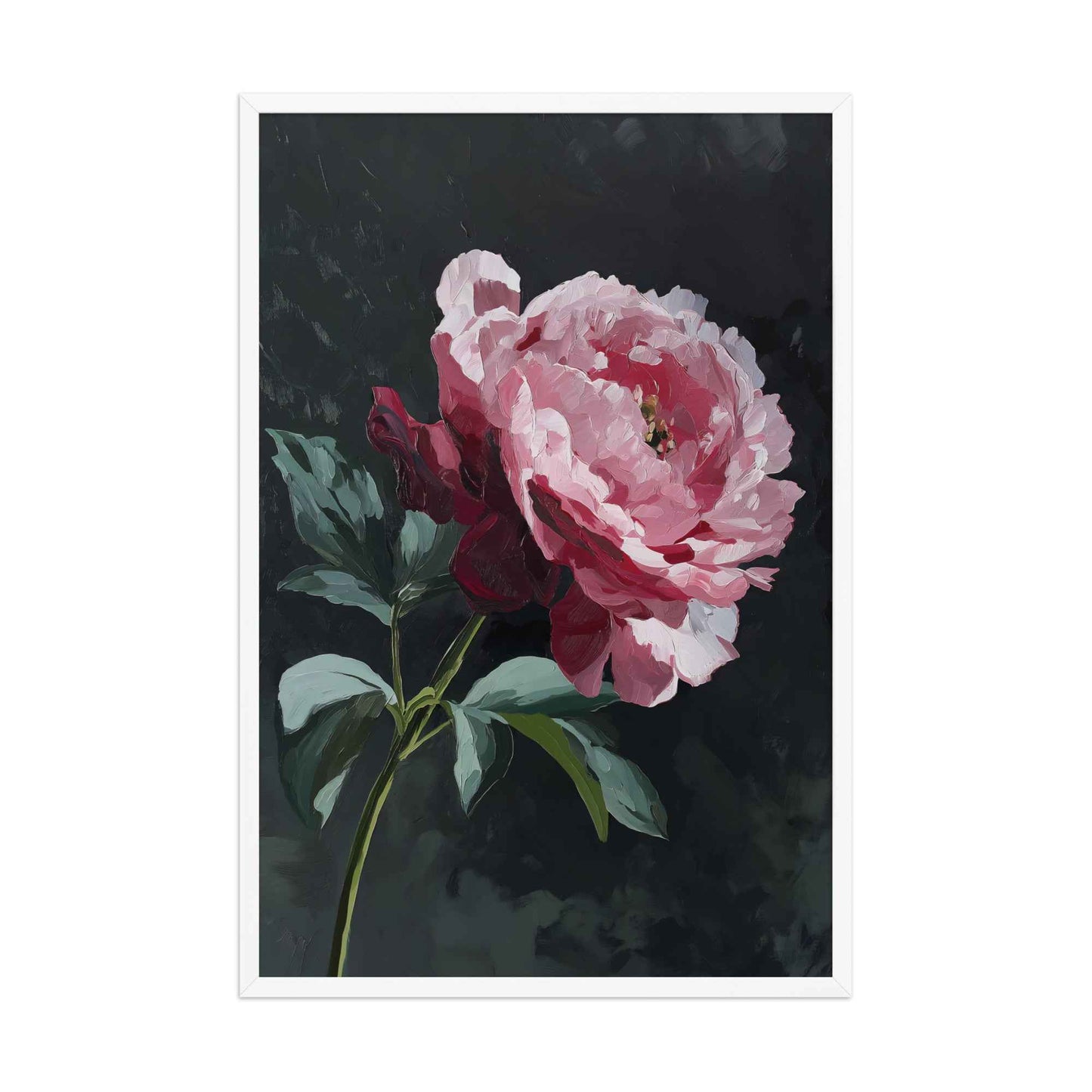 Peony Wall Art: A Soft Illumination Floral Nature Digital Artwork Framed Wall Art Print