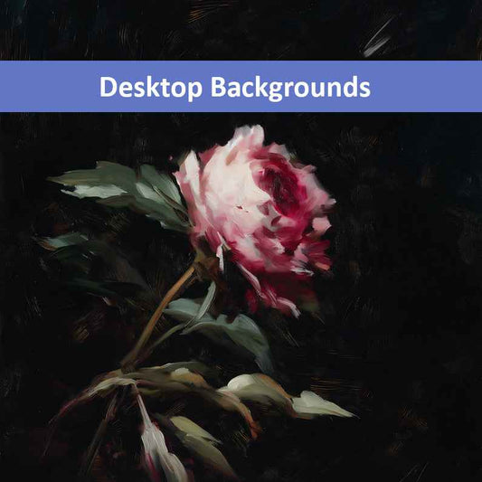 A Whisper in the Shadows Floral Digital Artwork Pink Peony Painting Wallpaper for Computer Monitors, TVs, and Laptop Screens