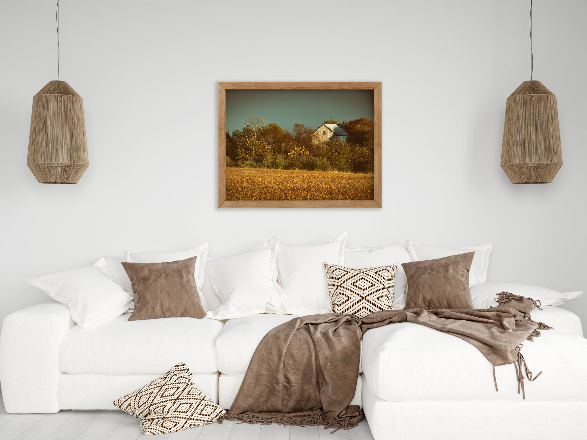 Abandoned Barn In The Trees Aged Colorized Framed Wall Art Print