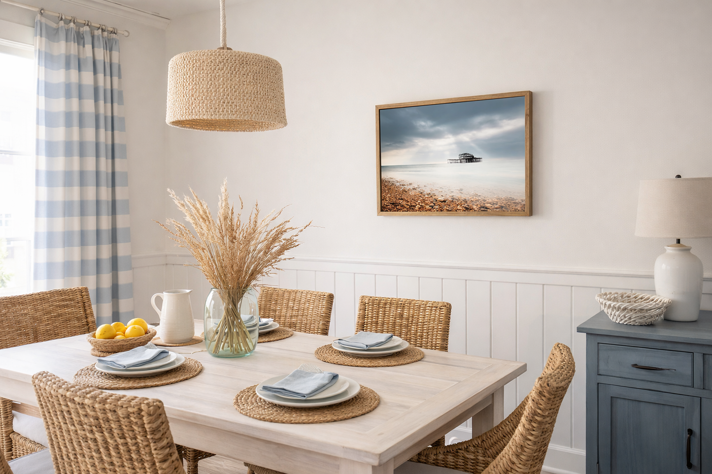 Abandoned West Pier Vintage Gentle Touch Effect Landscape Photo Loose in Coastal Style Dining Room